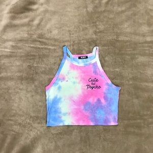 IHEARTRAVES Tie-Dye Halter Crop Top